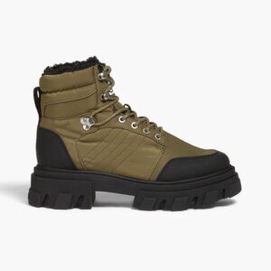 Ganni Faux Shearling-lined Shell Hiking Boots (Worn Twice!)